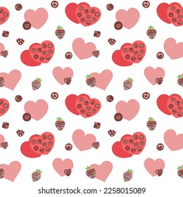 Colorful repetitive pattern background of love and relationship, Valentine's day related chocolate candy boxes, made of simple vector illustrations.