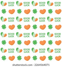 Colorful repetitive pattern background made of Saint Patrick's Day celebration themed vector illustrations.