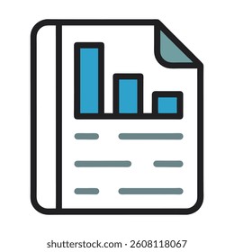 Colorful report icon in modern flat style, ideal for data visualization, business analytics, documents, dashboards, and use in web or graphic design projects.
