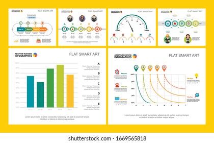 Colorful research or management concept infographic charts set. Business design elements for presentation slide templates. Can be used for financial report, workflow layout and brochure design.