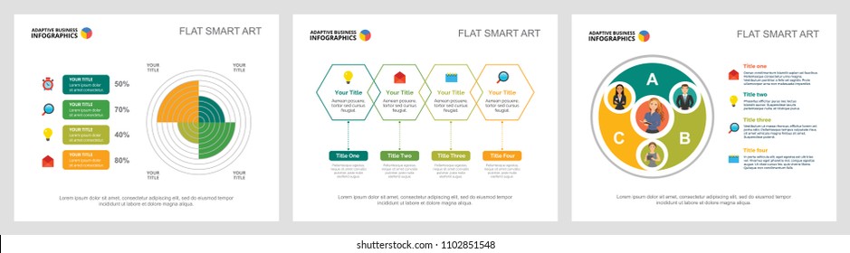 Colorful research and planning infographic charts set. Business design elements for presentation slide templates. Consulting concept can be used for annual report, flyer layout and banner design.