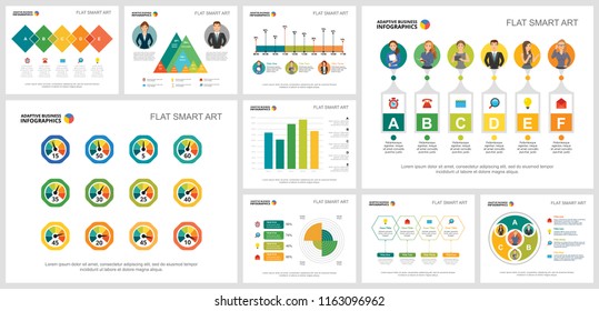 Colorful research and planning infographic charts set. Business design elements for presentation slide templates. Consulting concept can be used for annual report, flyer layout and banner design.