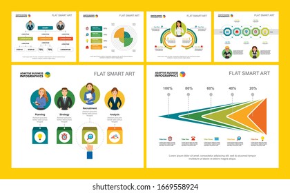 Colorful research or statistics concept infographic charts set. Business design elements for presentation slide templates. Can be used for financial report, workflow layout and brochure design.