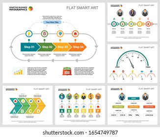 Colorful research or training concept infographic charts set. Business design elements for presentation slide templates. For corporate report, advertising, leaflet layout and poster design.