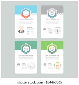 Colorful responsive flat widget elements  with icons for personal portfolio website,mobile templates and printing