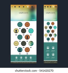 Colorful Responsive One Page Website Template with Blurred Background - Desktop and Mobile Version