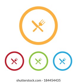 Colorful Restaurant Icons With Rings