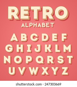 Colorful retro 3d characters set