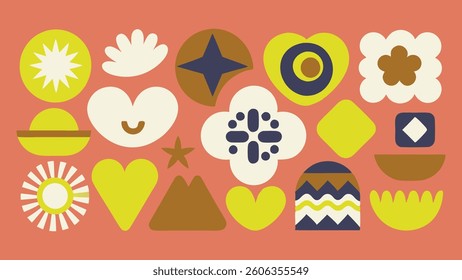 Colorful Retro Abstract Geometric Shapes and Patterns Collection