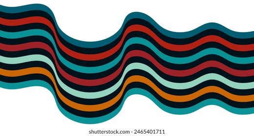 Colorful retro abstract perspective line stripes with 3d dimensional effect isolated on white.	