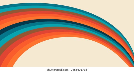 Colorful retro abstract perspective line stripes with 3d dimensional effect isolated on white.	