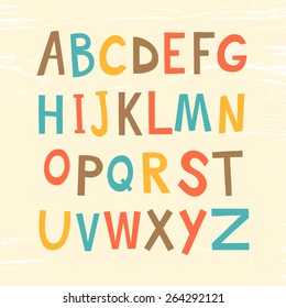 Colorful retro alphabet in vector.