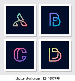 Conjunto de vectores de alfabetos retro coloridos