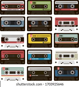 Colorful retro audio cassettes for recorder