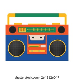 Colorful retro boombox Flat Illustration and Vector Icon