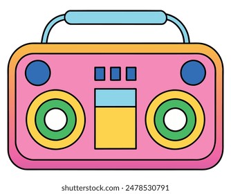 Colorful retro boombox illustration. Vector illustration