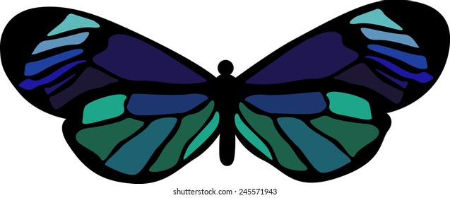 Colorful retro butterflies flying, isolated on white background 