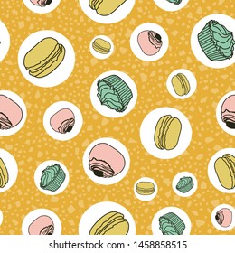 Colorful retro cakes seamless pattern print background design - Vector