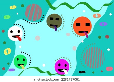 Colorful retro cartoon doodle pattern illustration. Abstract style cute sticker background design. colorful vectors.