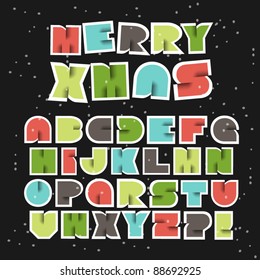 Colorful Retro Christmas Vector Alphabet