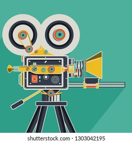 colorful retro cinema, vector illustration - Vector