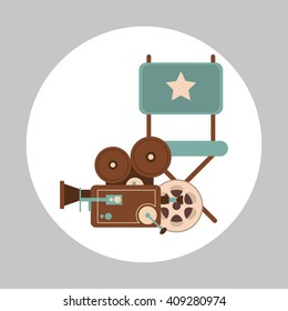 colorful retro cinema, vector illustration