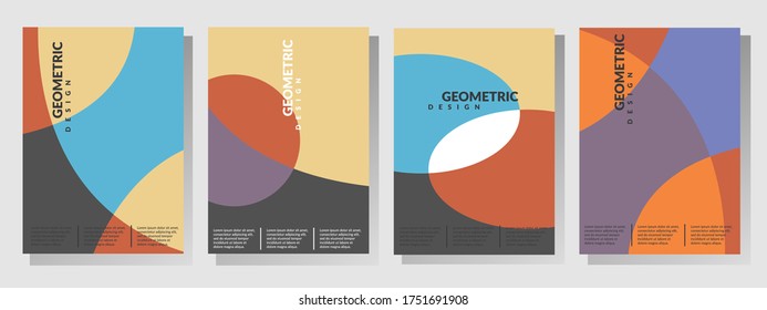 Colorful retro covers design. Modern abstract covers set. Cool gradient shapes background. Modern patterns. Minimalistic geometric patterns.