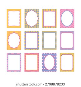 Ilustración vectorial de forma abstracta de borde de marco decorativo retro colorido 