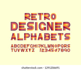 Colorful retro designer font set