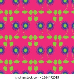 Colorful retro flowers pattern print background