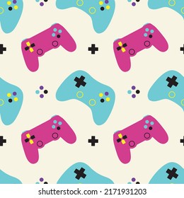 Colorful retro gameing consol seamless pattern background template