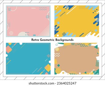 Conjunto de fondo geométrico retro colorido