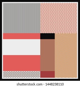Colorful retro geometric pattern design for silk scarf. Hijab motif