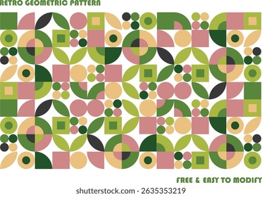 Colorful Retro Geometric Seamless Pattern – Abstract Mid-Century Modern Background
