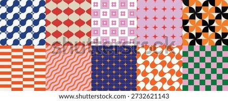 Colorful Retro Geometric Seamless Pattern Collection