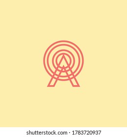 Colorful retro geometric trendy company business abstract simple logo design icon, letter A