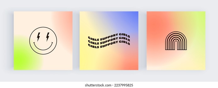 Colorful retro gradient backgrounds for social media and wall art prints