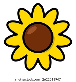 Colorful retro groovy flower. Cute and simple flower ornament. Minimalist flower decoration.