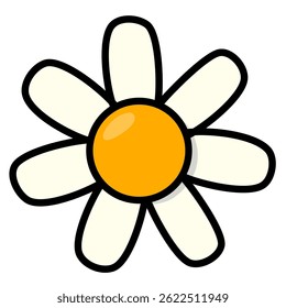 Colorful retro groovy flower. Cute and simple flower ornament. Minimalist flower decoration.