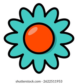 Colorful retro groovy flower. Cute and simple flower ornament. Minimalist flower decoration.