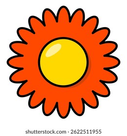 Colorful retro groovy flower. Cute and simple flower ornament. Minimalist flower decoration.