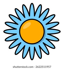 Colorful retro groovy flower. Cute and simple flower ornament. Minimalist flower decoration.