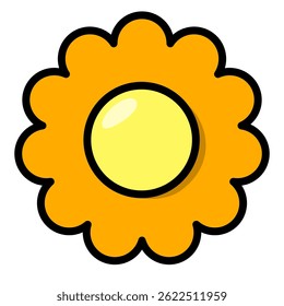 Colorful retro groovy flower. Cute and simple flower ornament. Minimalist flower decoration.