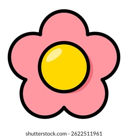 Colorful retro groovy flower. Cute and simple flower ornament. Minimalist flower decoration.