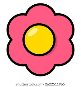 Colorful retro groovy flower. Cute and simple flower ornament. Minimalist flower decoration.