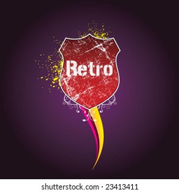 colorful retro grunge vector shield