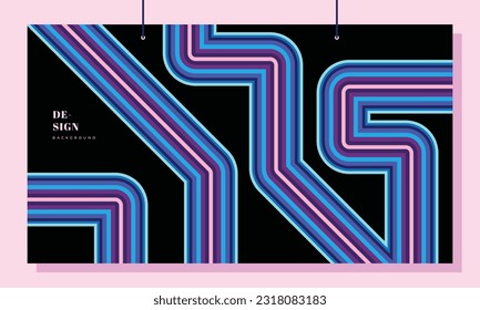 Coloridas líneas retro espacio de copia de plantilla de fondo. Diseño de fondo de rayas dinámicas vintage para afiches, banner, página de aterrizaje, revista, decoración, papel pintado, volante, panfleto o cubierta.