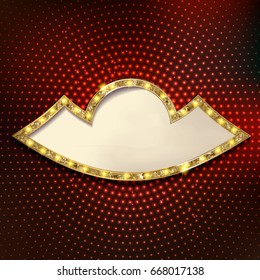 Colorful retro marquee stylish frames with light bulbs. Vector empty frames, landmarks, cloud symbol, ribbon. Cool eye-catching borders fit for any content.