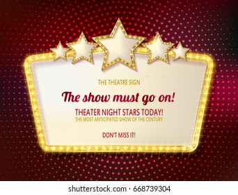 Colorful retro marquee stylish frames with light bulbs. Vector empty frames, landmarks, cloud symbol, ribbon. Cool eye-catching borders fit for any content.