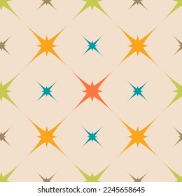Colorful retro mid century print. 50s 60s 70s style. Geometric drop shapes. Seamless pattern vector.